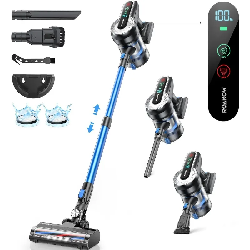 

Cordless Vacuum Cleaner, 450W/38KPA Cordless Vacuum with LED Display, 55Mins Runtime Lightweight & Ultra-Quiet Cordless Vacuum