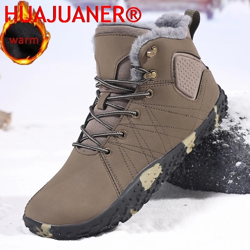 

Men Winter Boots Shoes Mountaineering Boots Comfortable Snow Cotton Boots Barefoot Warm Shoes Anti Slip Trekking Hiking Shoes