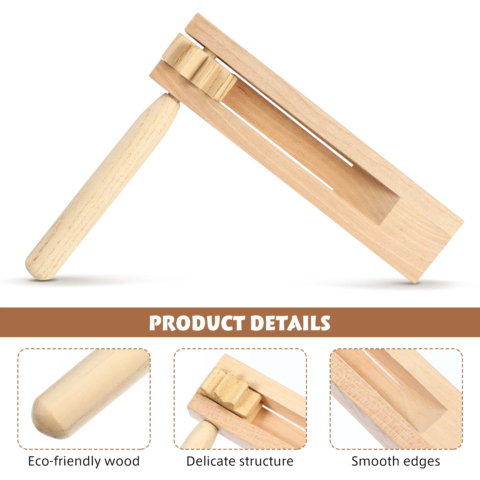 2 pezzi di giocattoli soundboard percussioni in legno strumento regalo sportivo nacchera a mano per bambini musicali beige educativi per bambini