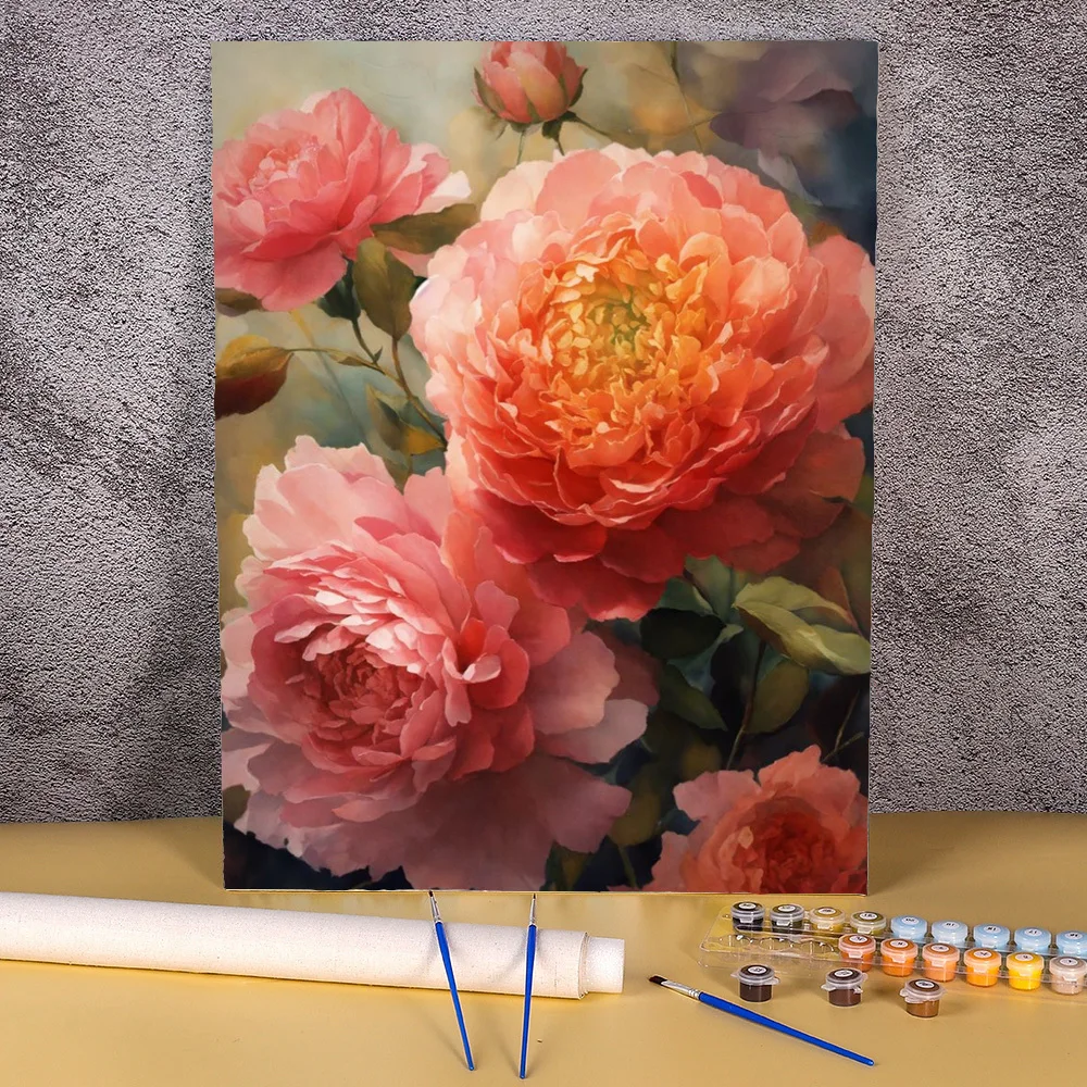 

Oil Painting By Numbers Peony Flower Coloring By Numbers On Canvas Acrylic HandPainted Coloring Draw Craft For Living Room Gift