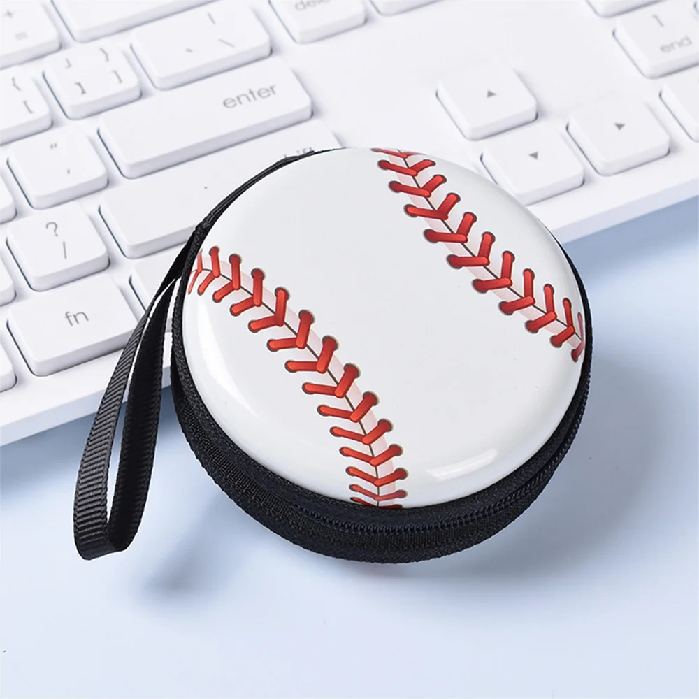 Cute Ball Coin Purses Basketball Change Key Headphone Metal Storage Case Zipper Gift Box for Children's Boys Girls Mini Wallets