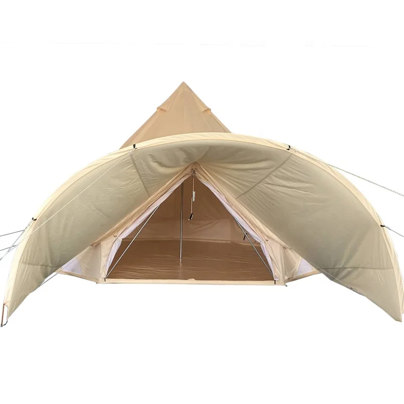 Waterproof Glamping Hotel Bell Tent With Awning or Canopy