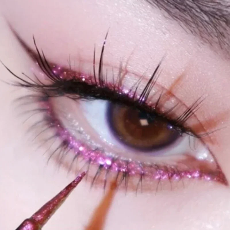 Fioletowy błyszczący cień do powiek w płynie w sztyfcie wodoodporne, długotrwałe cekiny brokat wyróżnij eyeliner w pisaku oczy uroda przyjęcie przybory do makijażu