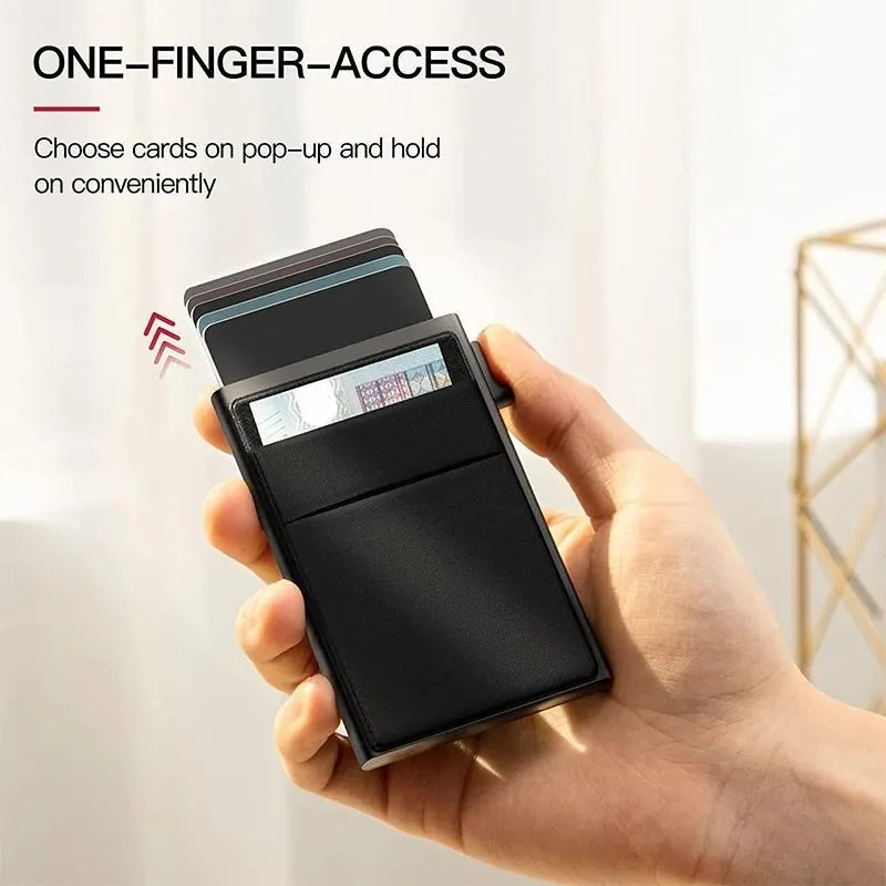 Держатель для кредитных карт с защитой от RFID и слотом для монет, всплывающий кошелек, держатель для карт, мужской кошелек, мини-кошелек, кошелек для мужчин
