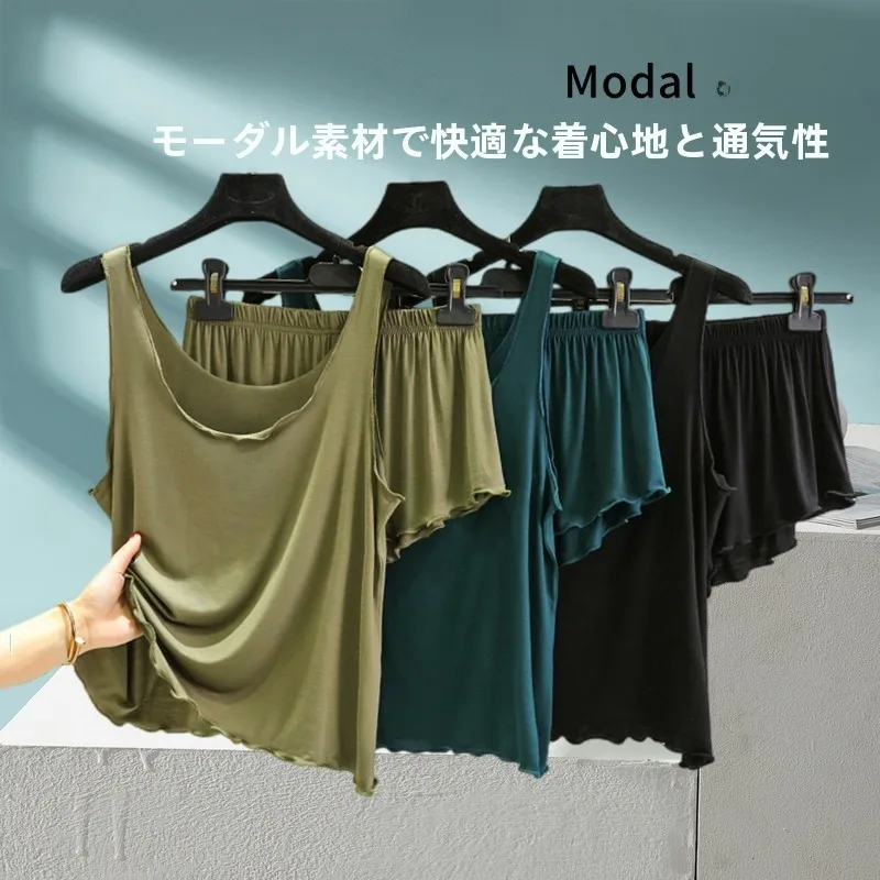 Women's Modal Sleepwear Two-Piece Set Loose Casual Summer Thin Short Sleeve round Neck Home Clothes Sleepwear Ensemble