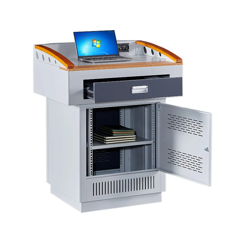 

Multifunctional Steel Podium Teacher Conference Speaker Desk Campus Classroom Multimedia Podium Table