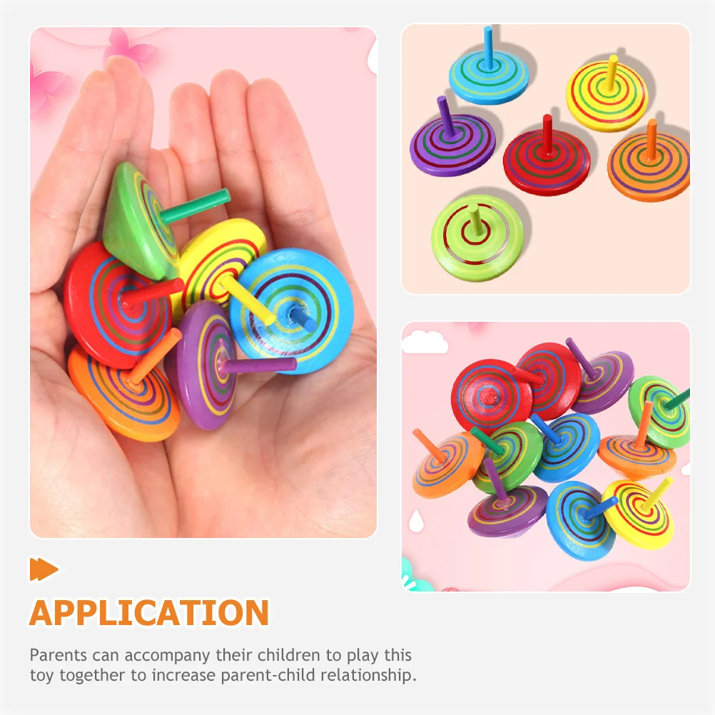 20 Pcs Wooden Spinning Top Child Gyro Toys Baby Kids Small Portable Children Decompression Puzzle