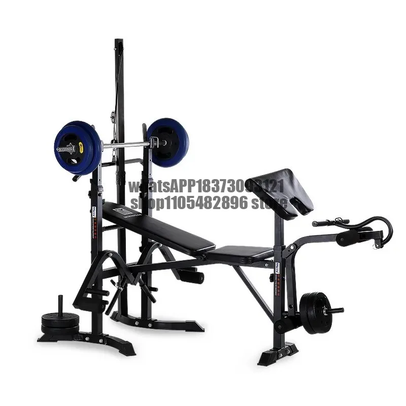 Multifunctional Home Weight Bench with Draw Bar Sit-Ups Exercise Bench Press Rack Weight Lifting Fitness Equipment