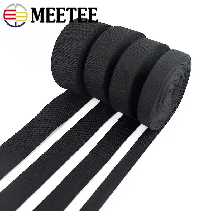 10Meters Thick Black Polyester Webbing Tape 2-10cm Backpack Strap Bag Ribbon Dog Collar Safety Belt Sewing Material Accessories