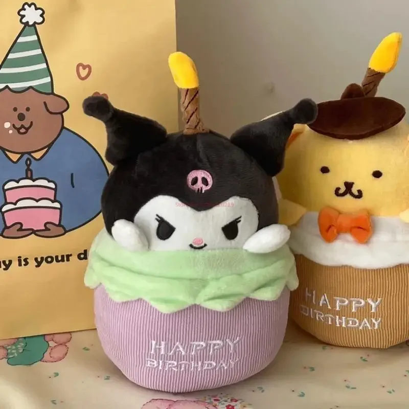 

С музыкой мультфильм Sanrio Kuromi Melody Cake плюшевая кукла светящаяся кукла музыкальная свеча на день рождения украшения детские игрушки подарки