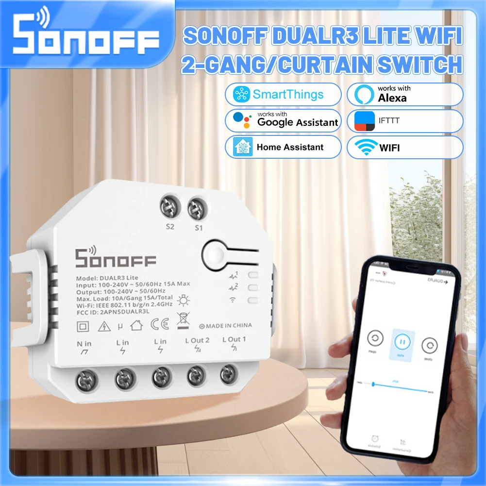 

Sonoff Ewelink WiFi Dualr3/Dualr3 Lite двойное реле двунаправленный интеллектуальный переключатель питания Alexa Google Assistant Smartthings Smartthing