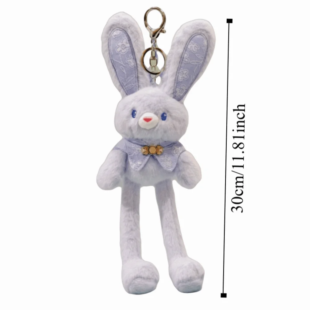 Soft Stuffed Stuffed Bunny Keychain 30cm Size Creative Design Ear Pulling Rabbit Kawaii Style Children Gits Rabbit Pendant view 6