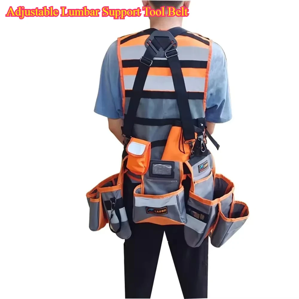 Adjustable Lumbar Support Tool Belt - Backpack Suspenders Portable Yoke-style for Electrician