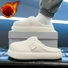 شباشب قطنية شتوية شهيرة للجنسين من القطيفة للاستخدام الداخلي، نصف شباشب على طراز الزوجين