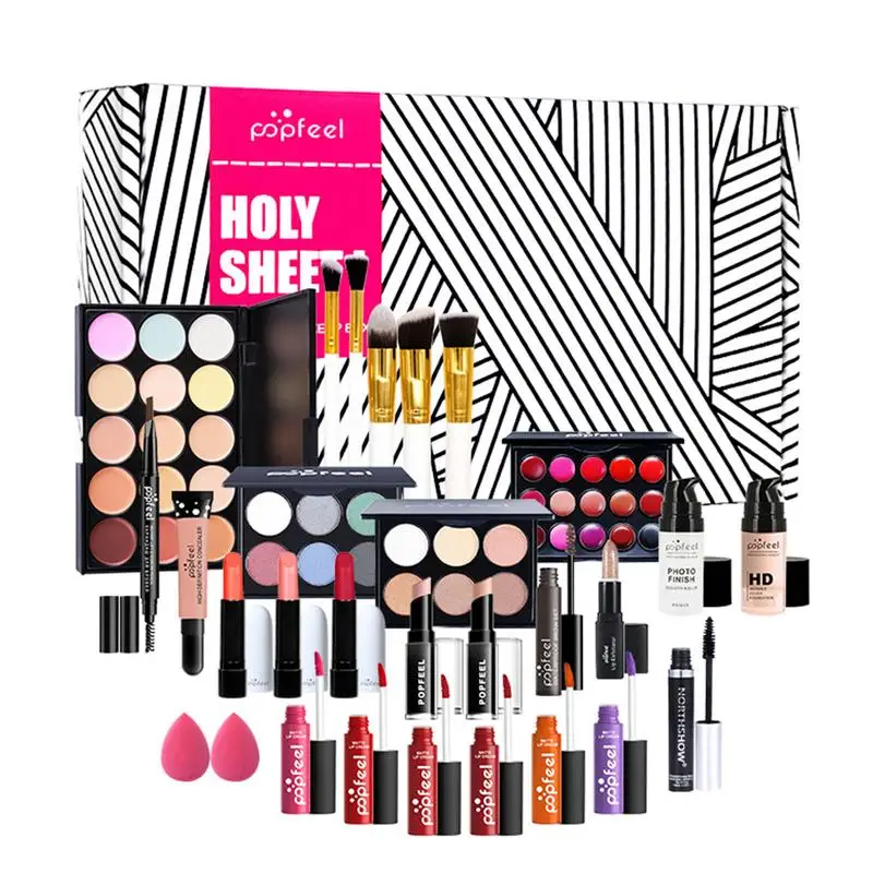 All-in-1 Makeup Gift Set Essential Bundle Multipurpose Cosmetic For Beginners Or Pros Make Up Full Kit Include Lipstick