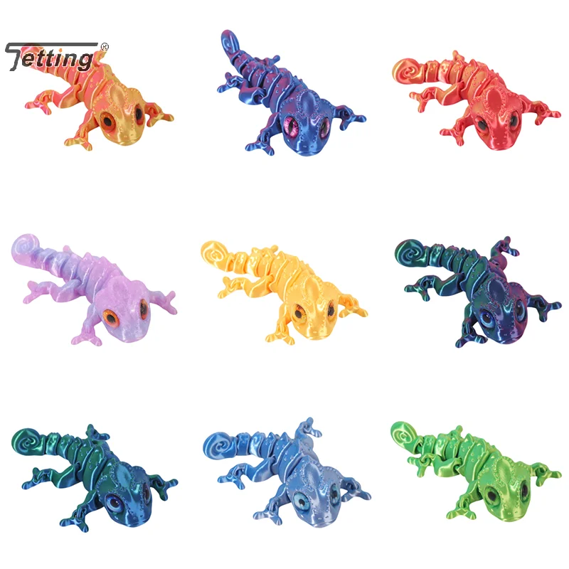 3D Printing Chameleon Figure Multi-joint Movable Simulation Eye Dragon Ornament Accessories Home Living Room Decor Kids Gift Toy