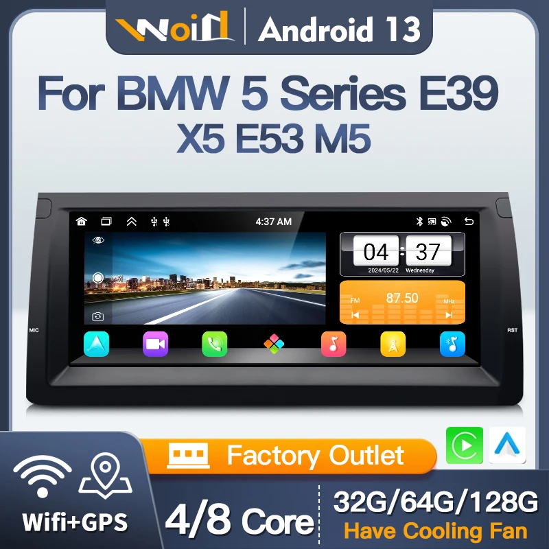 10.25 "Android 13 Auto Multimedia für BMW 5er E39 E53 X5 Wireless Carplay Auto Player GPS