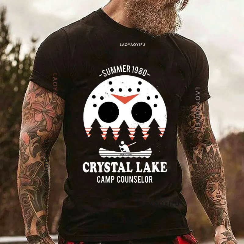 Crystal Lake Camp Counselor Cotton T-Shirt Quick Drying Shirt Summer Clothes Men T Shirts Camp Crystal Lake Counselor T Shirt