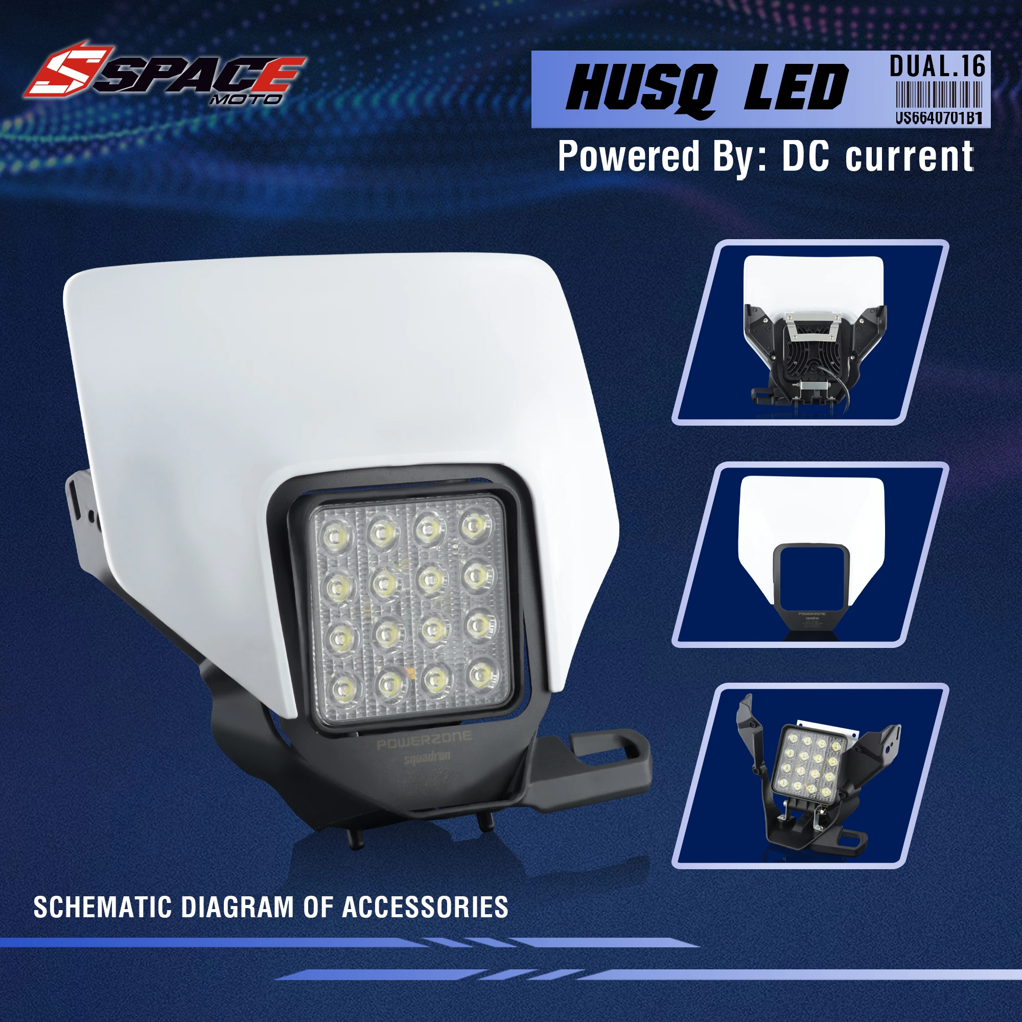 Space Moto  LED Headlight Headlamp Head Light Supermoto Fairing For Husqvarna Husky TE TE Enduro VSL LED Headlight - view 3