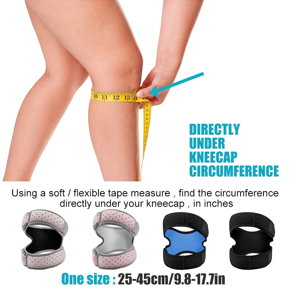 1/2/4Pcs Anti-slip Plus Size Knee Patella Strap, Silicone Shock Pad Knee Brace, Adjustable Tendon Support for Running, Cycling