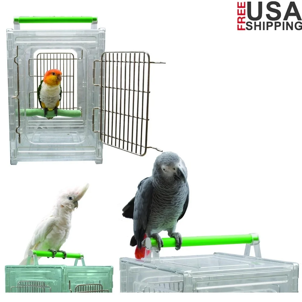 

Clear Polycarbonate Bird Carrier Travel Cage Durable Ventilated Design with Adjustable Perch Safe Small Parrots Easy Carrying