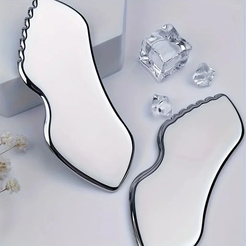 Stainless Steel Thick Gua Sha Board Heavy-Duty Facial & Body Massage Tool with Rounded Edges Non-Slip Grip Christmas Gift