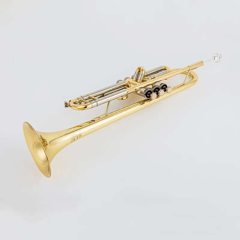 Bb Flat Brass Trompete banhado a prata, trompete profissional, instrumentos musicais com estojo de couro, feito no Japão, qualid