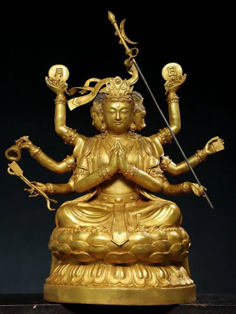 Hand-Cast Premium Brass Doumu Goddess Statue - 16.9