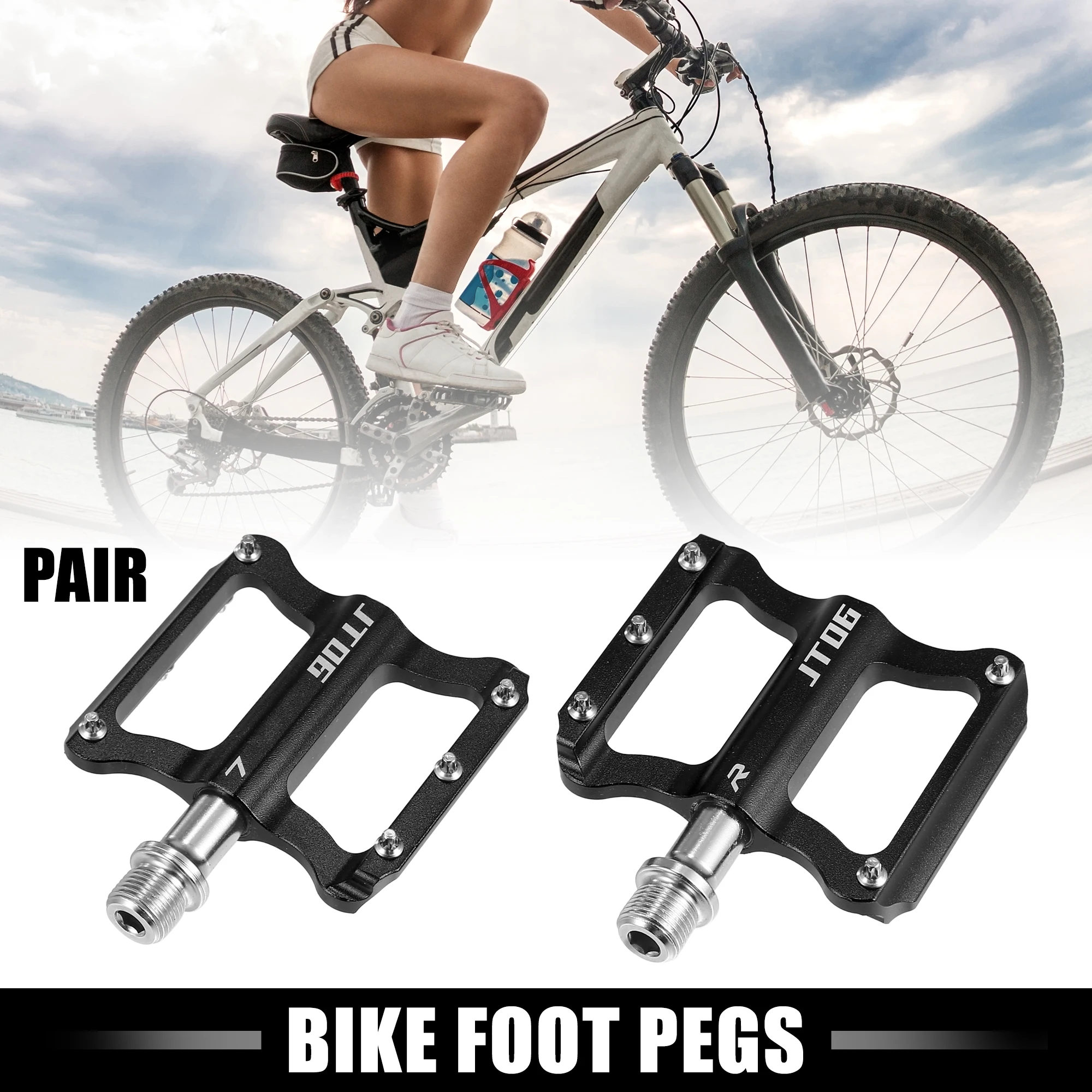 

X Autohaux 1 пара задних педалей для горного велосипеда из алюминиевого сплава, черные, подходят для оси 9/16 дюймов