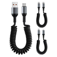 100W 6A USB Type C Data Cable Spring Telescopic Car Phone Charger USB C To Type C PD Fast Charging Cable for iPhone 15/14/13/12
