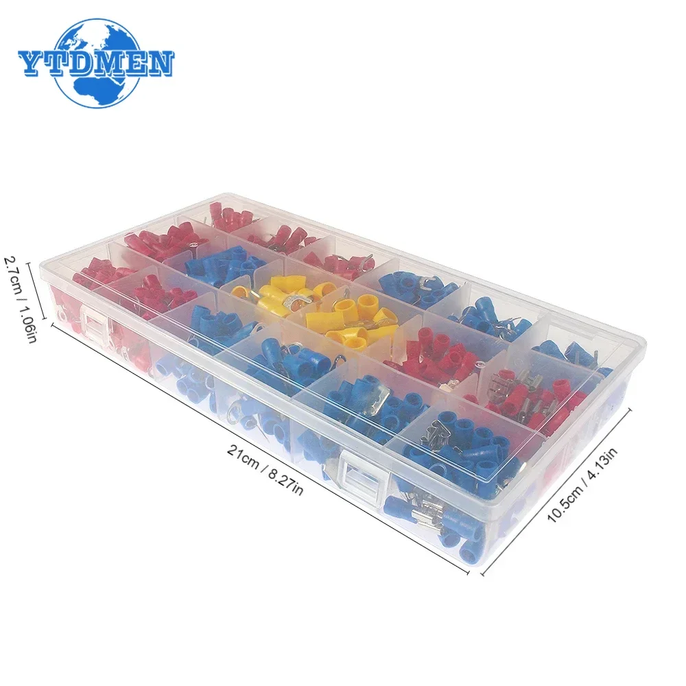 520PCS Assorted Spade Terminals Insulated Cable Connector Electrical Wire Crimp Butt Ring Fork Set Ring Lugs Rolled Kit
