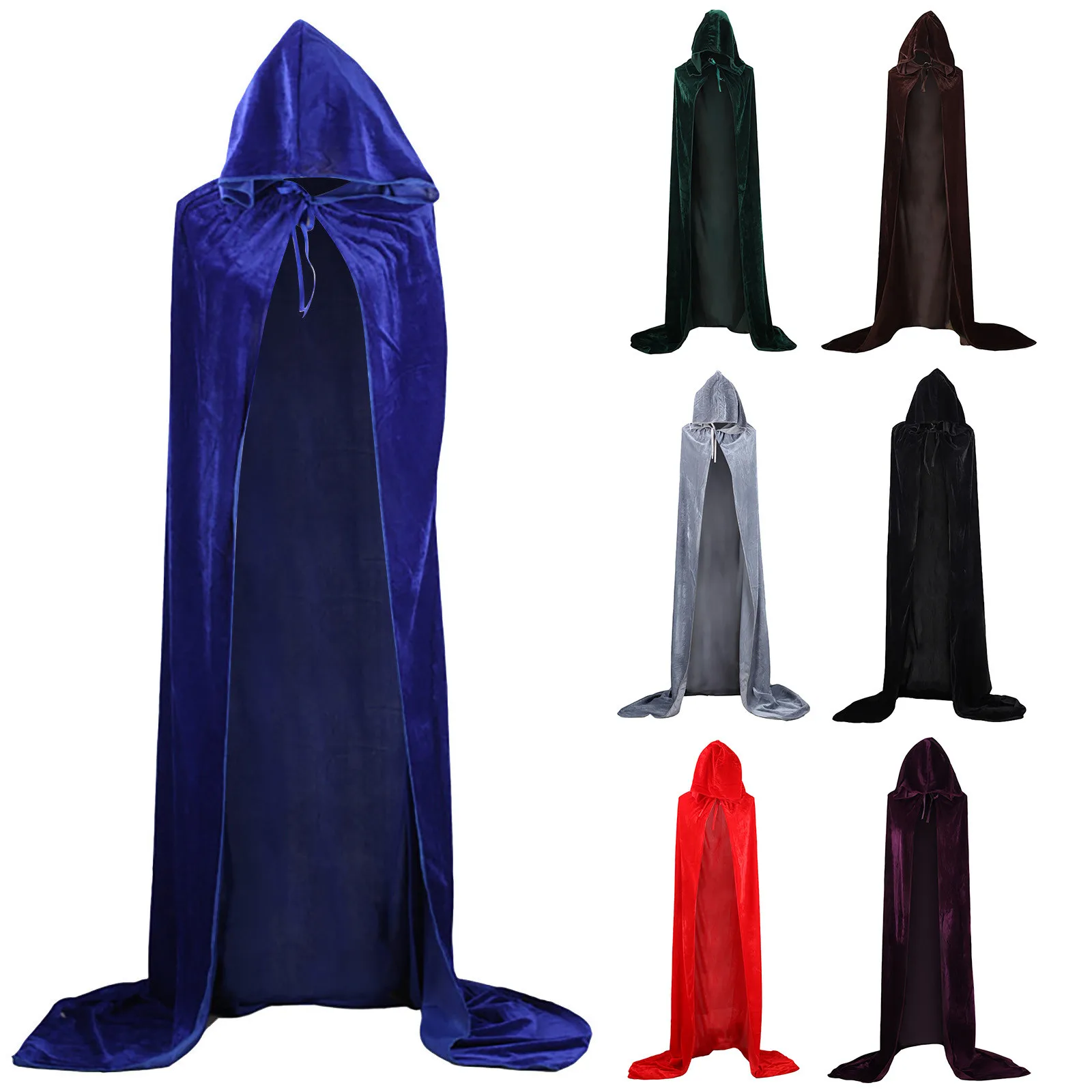 

Adult Halloween Pleuche Velvet Cloak Cape Hooded Medieval Costume Witch Wicca Vampire Scary Halloween Cosplay Costume Cape