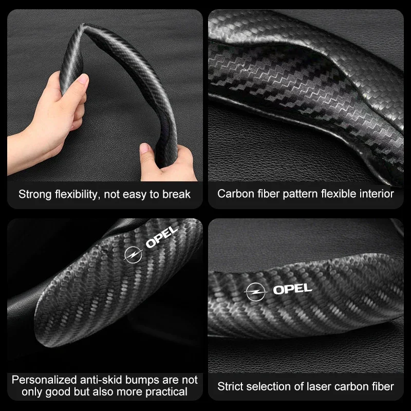 New Carbon Fiber Anti Slip Segmented Steering Wheel Protective Cover for Opel Astra J Insignia Astra Corsa Zafira Vivaro Meriva - view 6