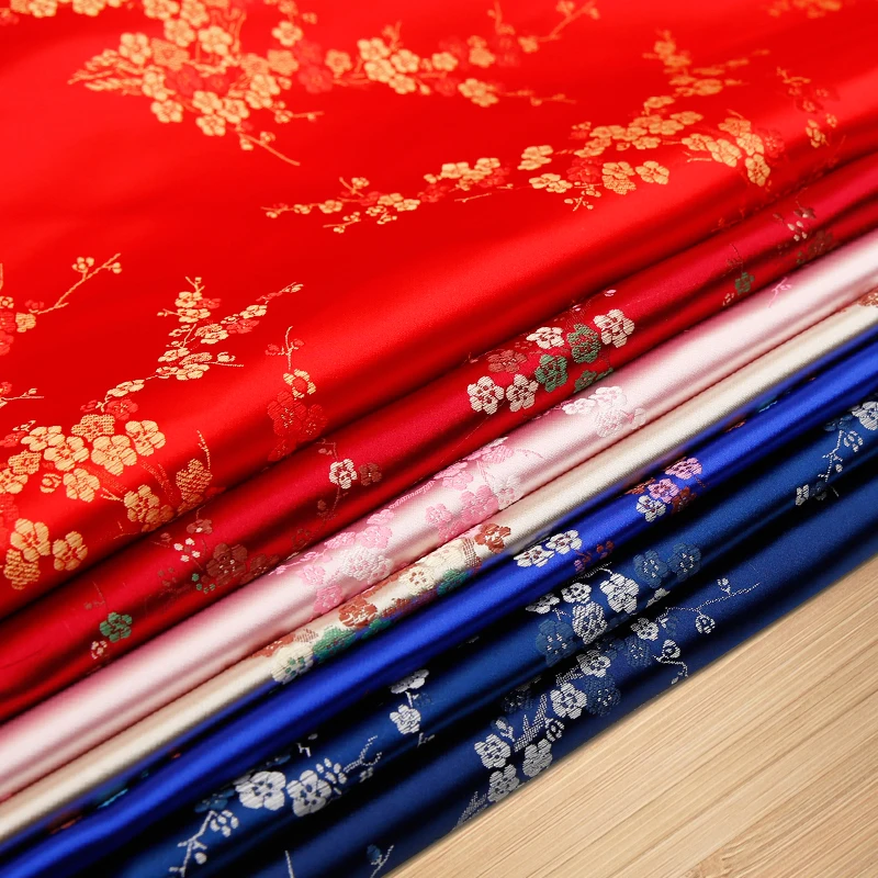 Jacquard brocade flower fabrics Brocade silk fabric material for sewing cheongsam and kimono clothing fabric