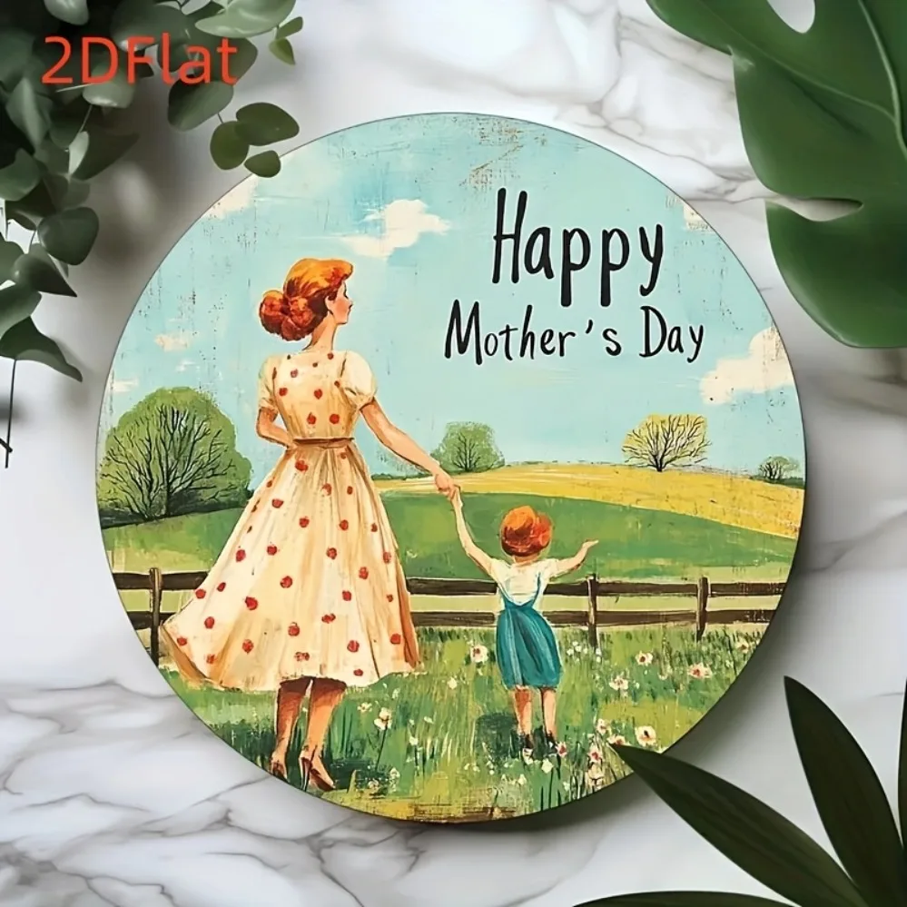 Bohemian Style Sunset Theme Silhouettes of Mother and Cub for Garden, Patio, Kitchen, Café, Home Living Room Party Décor