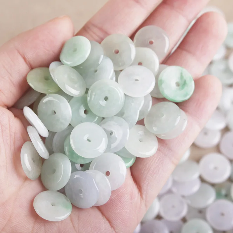 

Натуральные бусины-разделители из Мьянманского жадеита для изготовления ювелирных изделий, браслет «сделай сам», ожерелье, класс A, бирманские нефритовые бусины-пончики, аксессуары