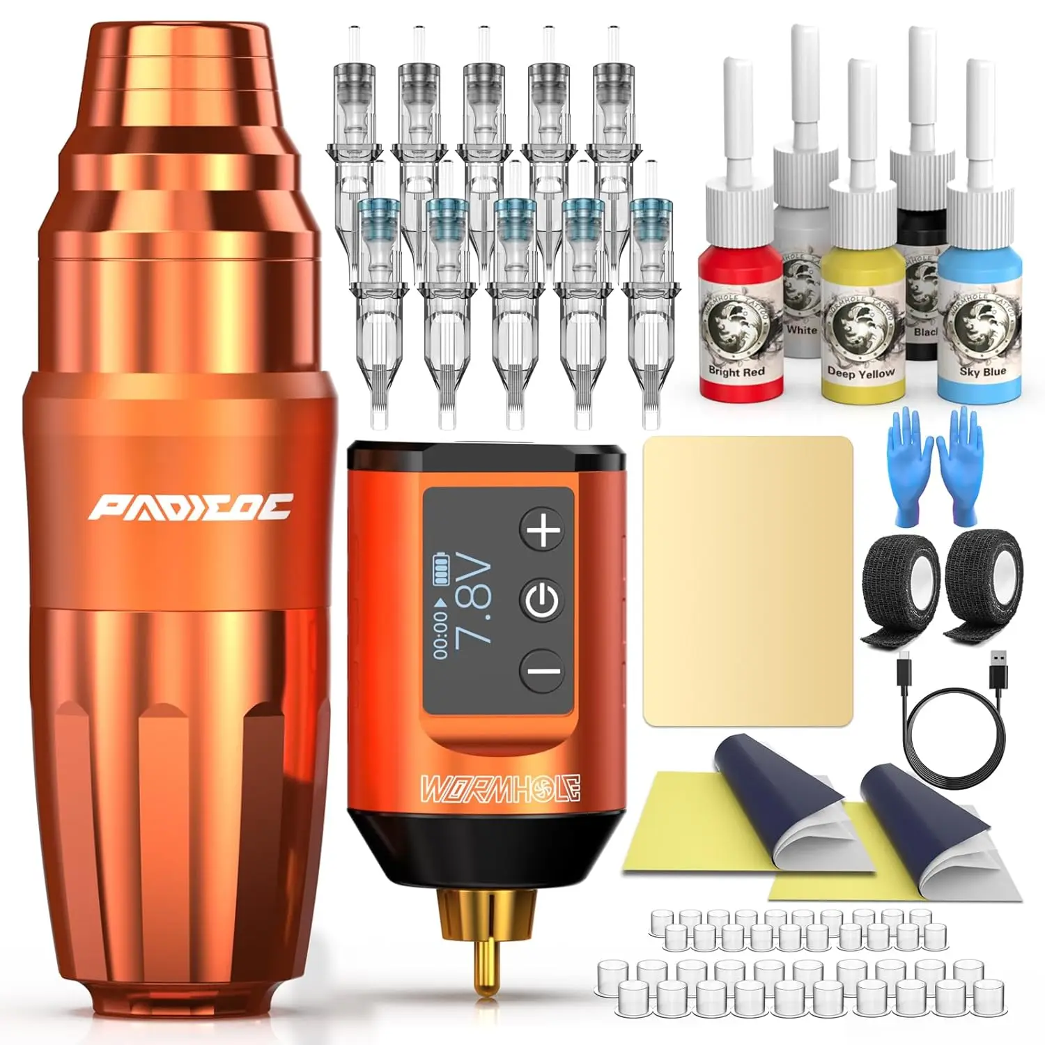 

Wireless Tattoo Machine Kit with Rotary Pen, 1500mAh Battery, Power Supply for Beginners