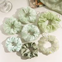 7pcs Spring and summer floral pig large intestine hair loop, high-end hair accessory with tied ponytail and headband