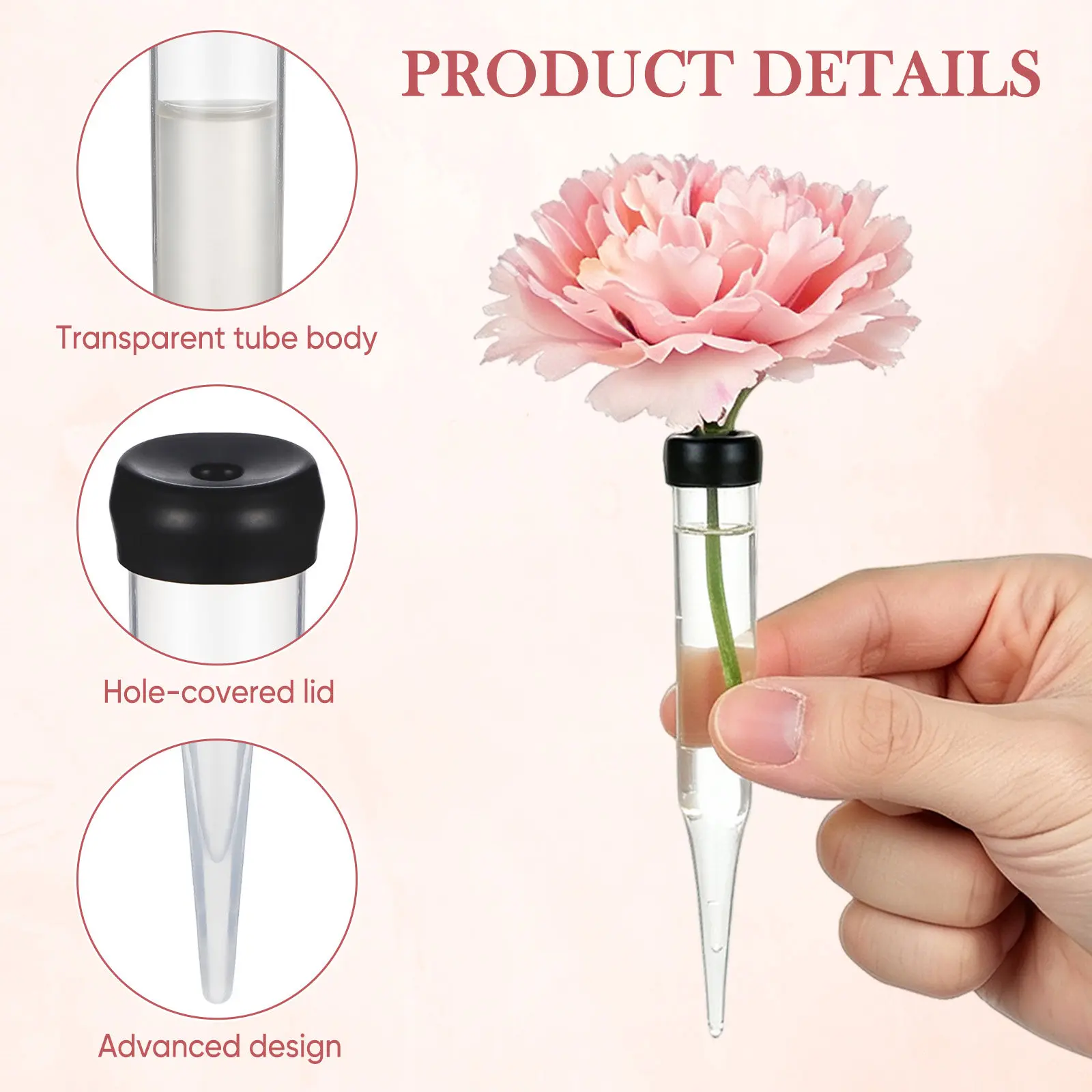 50Pcs Plastic Flower Stem Nutrition Tubes Clear Water Tubes for Flowers Fresh Rose Carnations Floral Picks Supplies