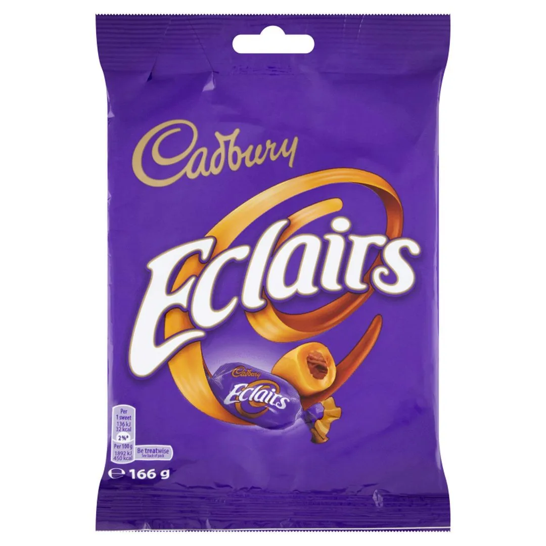 Caramelos centrales Cadbury Eclairs Chocolate con leche 130 g