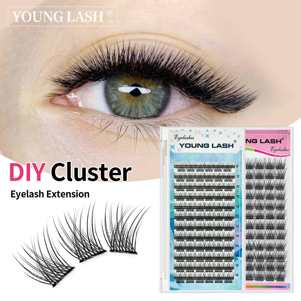 YOUNG LASH  DIY Eyelashes Clusters C D Curl 8/10/12/14/16mm Volume Individual Lashes Extensions DIY At Home Makeup