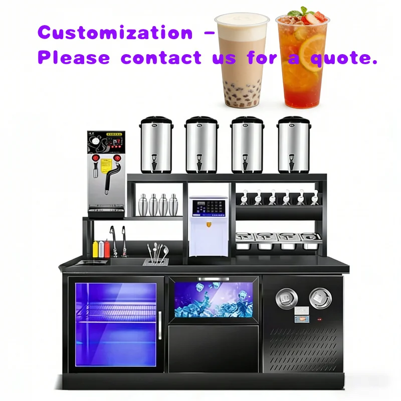 

custom.Commercial New Stainless Steel 220V Portable Milk Tea & Coffee Preparation Workbench Boba Shops