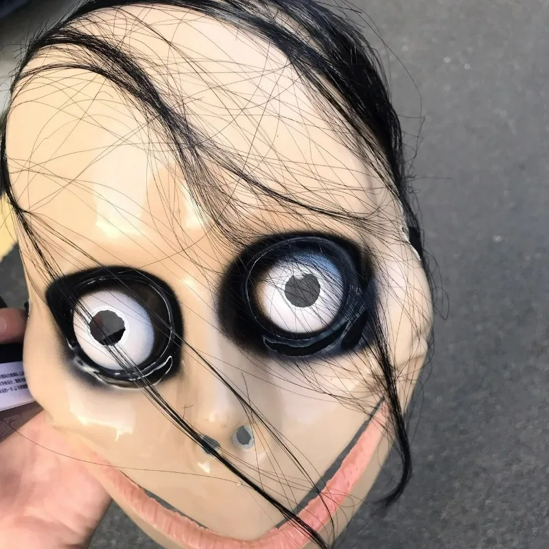 1/2 pezzi demoni sorridenti maschere per il viso horror per uomo donna puntelli di Halloween maschera per feste in maschera divertente spaventoso cosplay maschera per capelli lunghi