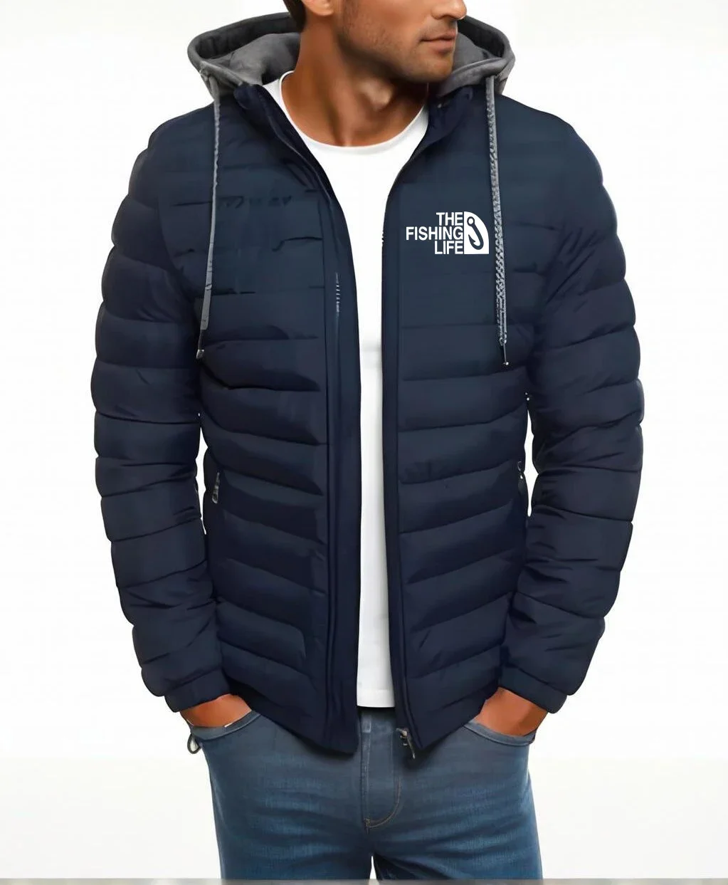 

2026autumn and winter men's loose clothing outdoor casual sportswear fashionable streetwear style hooded warm zipper jacket