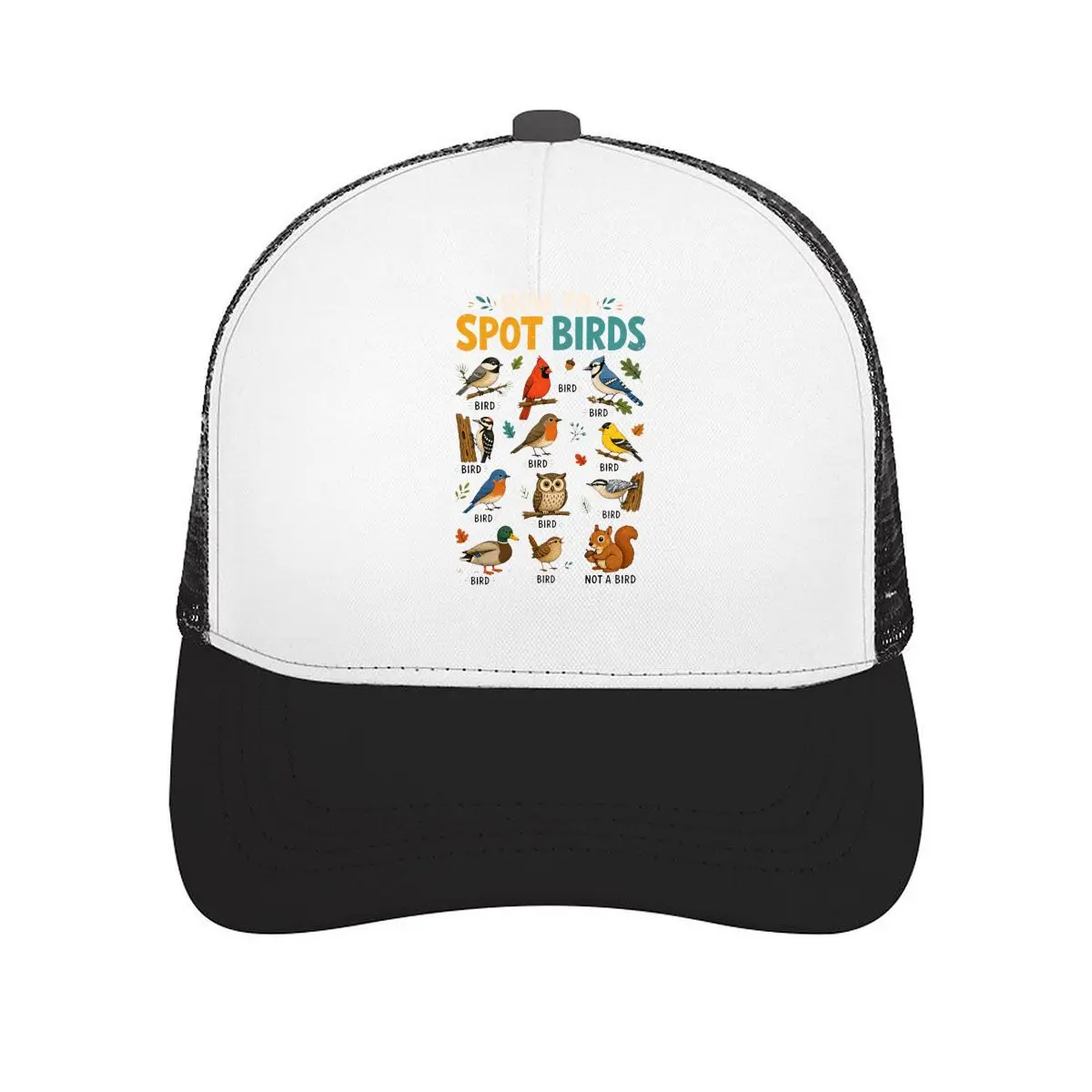Funny Woodland Bird Spotting Guide Mesh Baseball Cap Casual Hat Outdoor  For Womens Unisex Female