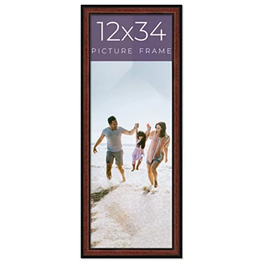 

Elegant 12x34 Frame Executive Brown Round Mahogany Finish Solid Wood Picture Frame with 1.25 Inch Moulding Width Perfect for Ho