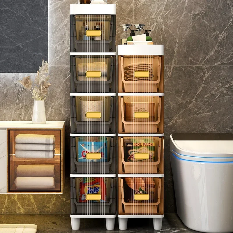 Bathroom Crack Cabinet Narrow Slit Storage Shelf Toilet Organizer Floor Cabinet for Efficient Home Organization