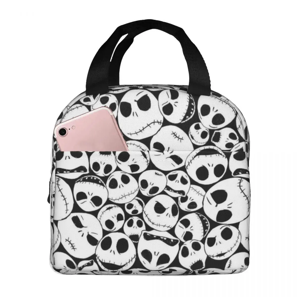 Bolsa de almuerzo personalizada con diseño de Jack Skellington de Pesadilla antes de Navidad, para hombres y mujeres, loncheras aisladas y cálidas para la oficina