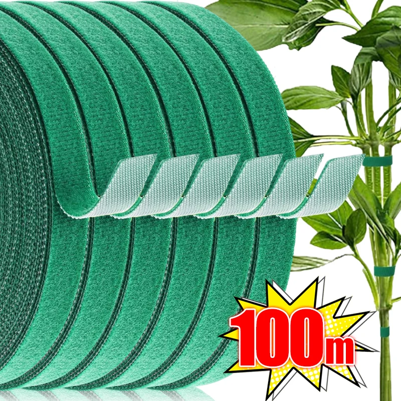 Self Adhesive Plant Nylon Cable Tie Green Adjustable Plants Hook Loop Support Garden Twine Bandage Reusable Fastener Tape Strips