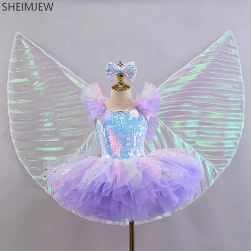 Imagen 2 del producto Disfraz de Baile de Salón para Niñas, Falda de Ballet Moderna con Lentejuelas, Disfraz de Danza del Vientre para Cosplay, Disfraz de Princesa para Fiesta de Bodas